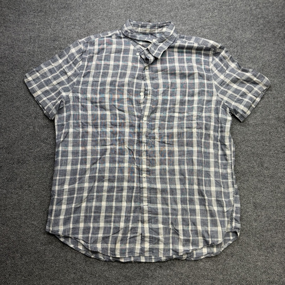 St John's Bay Plaid Button Up Shirt Size Men's XL Short Sleeve